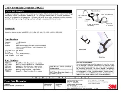 3M FSG1M Front Sole Grounder Datasheet - cover page