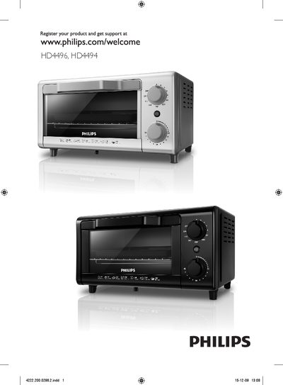 Philips HD4496/HD4494 Toaster Oven User Manual