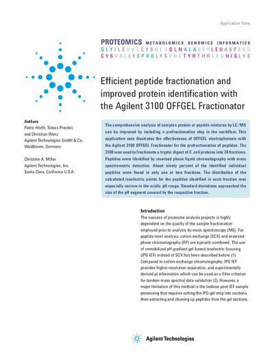 Agilent 3100 OFFGEL Fractionator Application Note - cover page