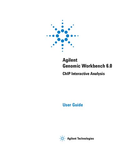 Agilent Genomic Workbench 6.0 ChIP Interactive Analysis User Guide - cover page