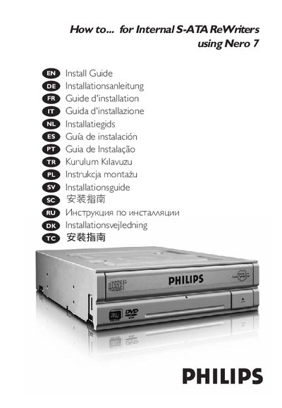 Philips Internal S-ATA ReWriters User Guide