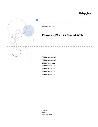 Seagate DiamondMax 22 Serial ATA Product Manual - cover page