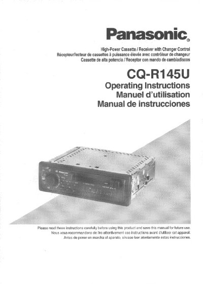 Panasonic CQ-R145U Cassette/Receiver Operating Instructions - cover page