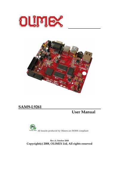 Olimex SAM9-L9261 User Manual - cover page