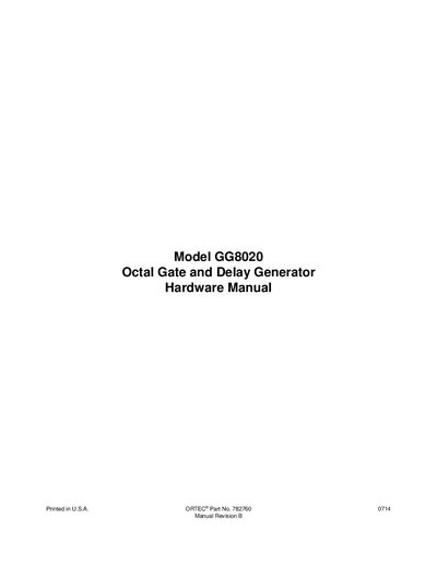 ORTEC GG8020 Octal Gate and Delay Generator Hardware Manual
