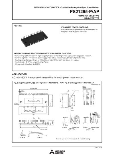 Mitsubishi PS21265-P/AP Intelligent Power Module User Manual - cover page
