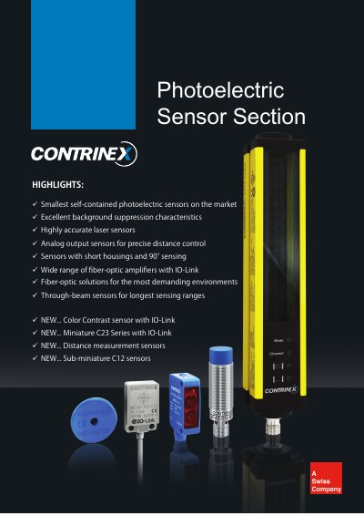 Contrinex Photoelectric Sensors Product Leaflet - cover page