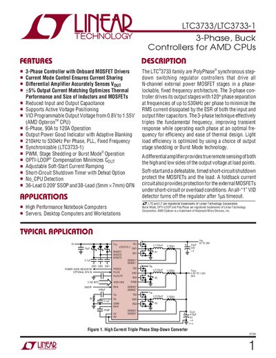 Linear Technology LTC3733/LTC3733-1 Datasheet - cover page