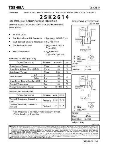 Toshiba 2SK2614 Datasheet - cover page