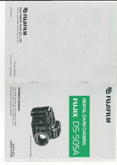Fujifilm DS-505A Camera Owner's Manual - cover page