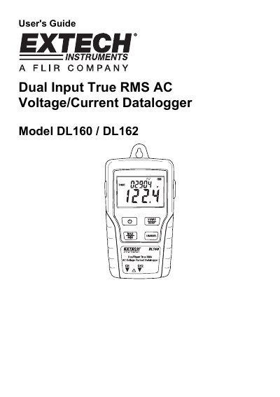 Extech DL160/DL162 Dual Input True RMS AC Voltage/Current Datalogger User's Guide