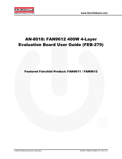 FAIRCHILD AN-8018 FAN9612 400W 4-Layer Evaluation Board user manual - cover page