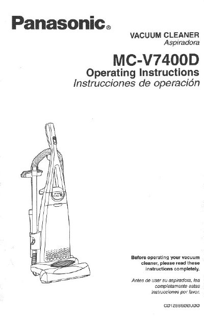 Panasonic MC-V7400D Vacuum Cleaner Operating Instructions - cover page