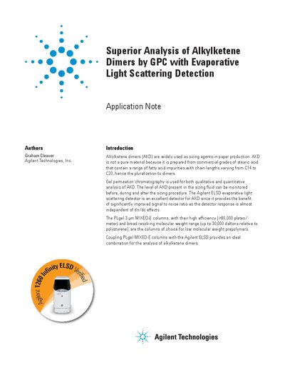 Agilent PLgel 3 um MIXED-E and ELSD Application Note - cover page