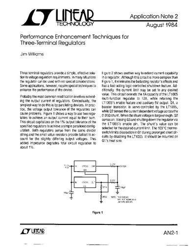 LINEAR Performance Enhancement Techniques for 3-Terminal Regulators Application Note