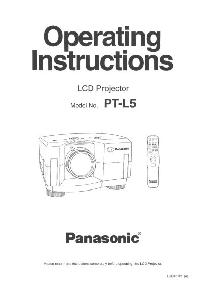 Panasonic PT-L5 LCD Projector Operating Instructions - cover page