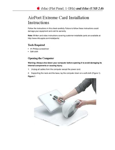 Apple iMac AirPort Extreme Card Installation Instructions