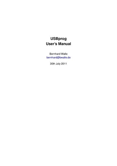Bernhard USBprog User Manual - cover page
