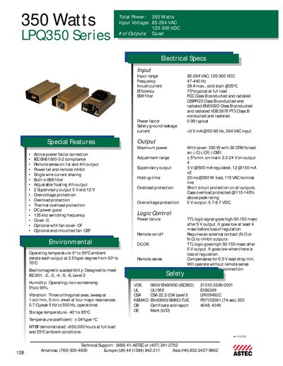 Astec LPQ350 Series Power Supply Manual - cover page