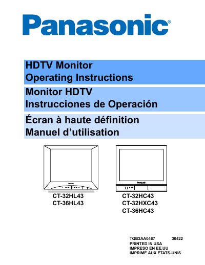 Panasonic CT-32HL43 CT-36HL43 CT-32HC43 CT-32HXC43 CT-36HC43 Manual - cover page