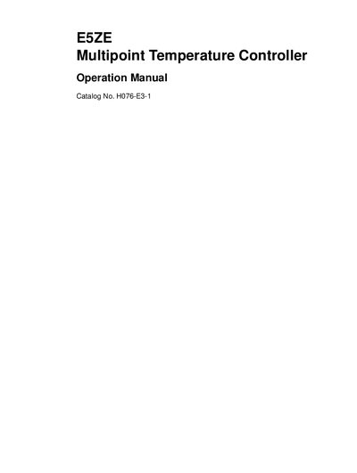 Omron E5ZE Multipoint Temperature Controller Operation Manual - cover page