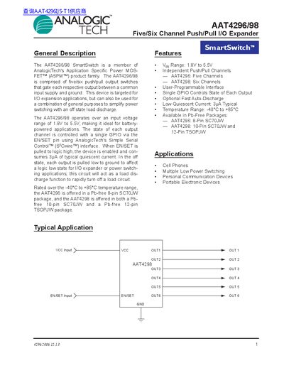AnalogicTech AAT4296/98 Datasheet - cover page