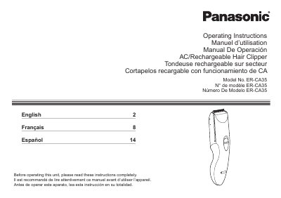 Panasonic ERCA35-MUL Manual