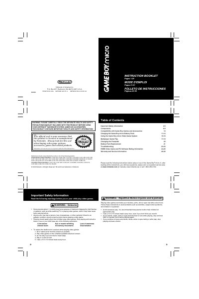 Nintendo Game Boy micro Instruction Manual