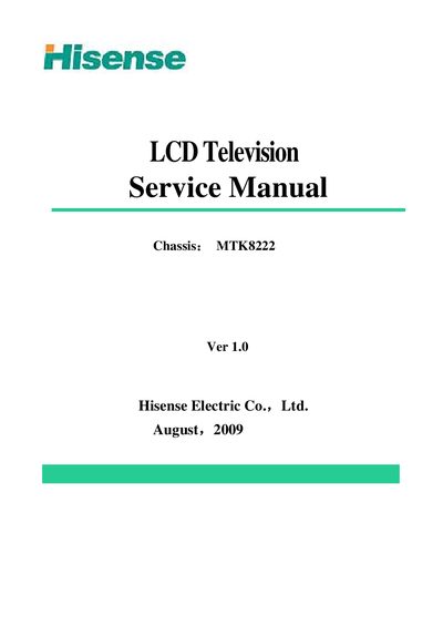 Hisense MTK8222 LCD Television Service Manual - cover page