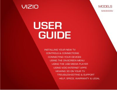 VIZIO E3D320VX/E3D420VX/E3D470VX/M3D650SV HDTV User Guide