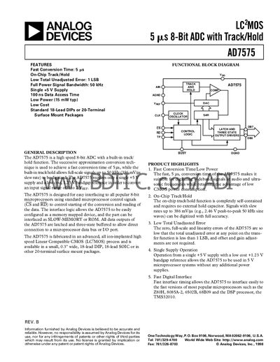 Analog Devices AD7575 Datasheet - cover page