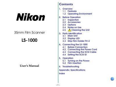 Nikon LS-1000 35mm Film Scanner User Manual