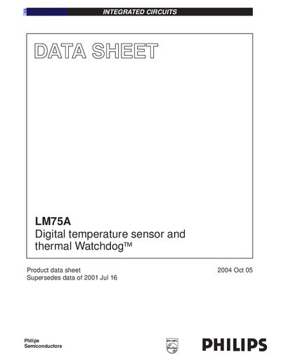 Philips LM75A Digital Temperature Sensor Datasheet - cover page