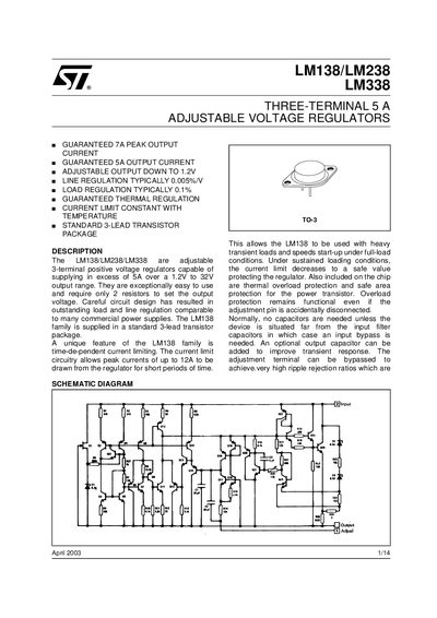 STMicroelectronics LM138/LM238/LM338 Adjustable Voltage Regulator Handbook - cover page