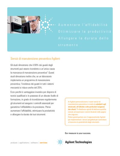 Agilent Preventive Maintenance Services Description of Services Manual - cover page