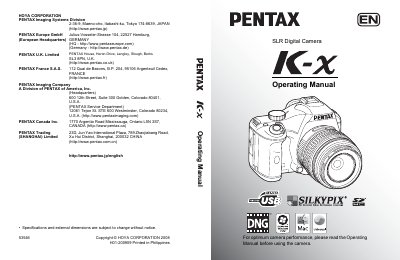 Pentax K-X SLR Digital Camera Operating Manual - cover page