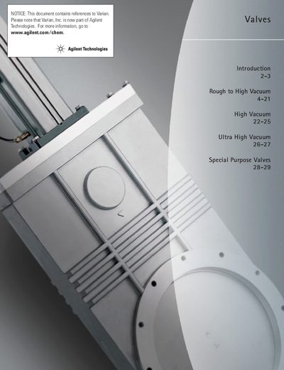Agilent Vacuum Valve Solutions Catalog 2010 - cover page