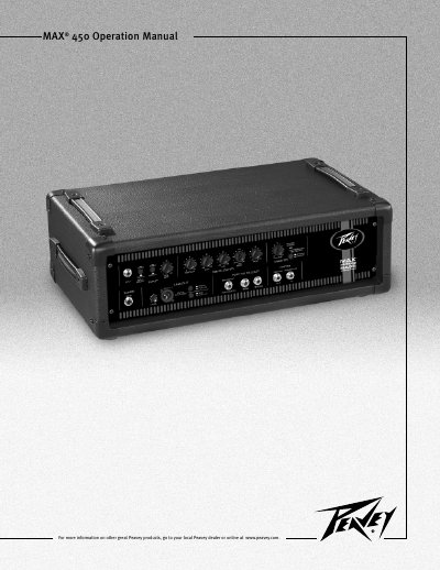 Peavey MAX 450 User Manual - cover page