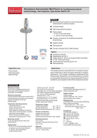 LABOM GA2700.HY series technology data - cover page