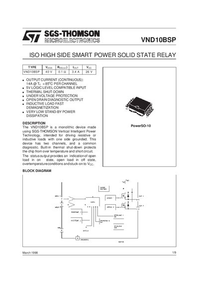 SGS‑THOMSON VND10BSP User Manual - cover page