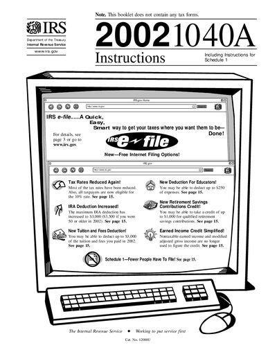 IRS 2002 1040A Instructions Manual - cover page