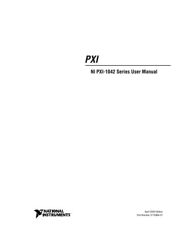 National Instruments PXI-1042 Series Chassis User Manual - cover page