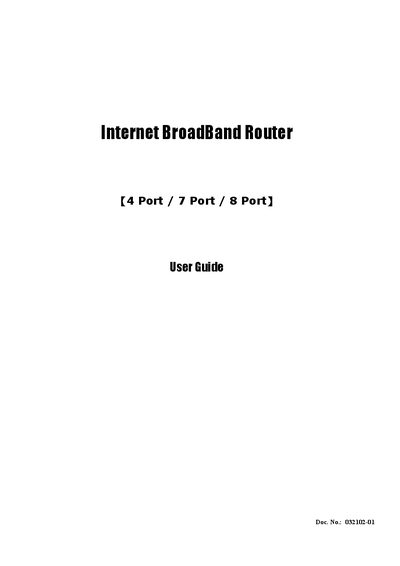 BroadBand Router (4 Port/7 Port/8 Port) User Guide