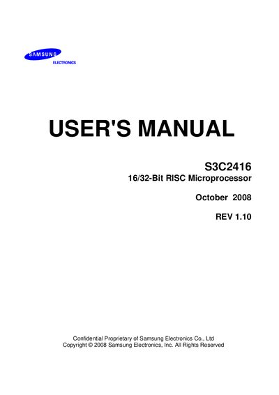 Samsung S3C2416 User Manual - cover page