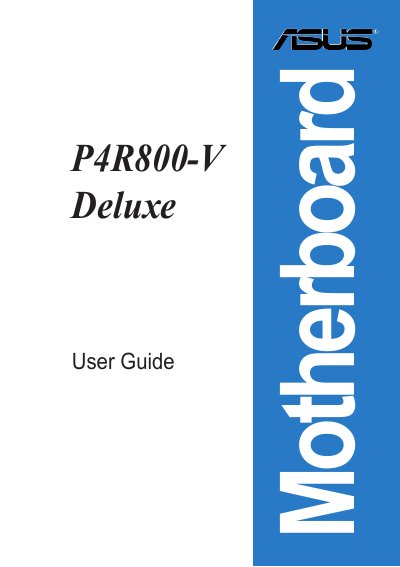 ASUS P4R800-V Deluxe Motherboard User Guide - cover page