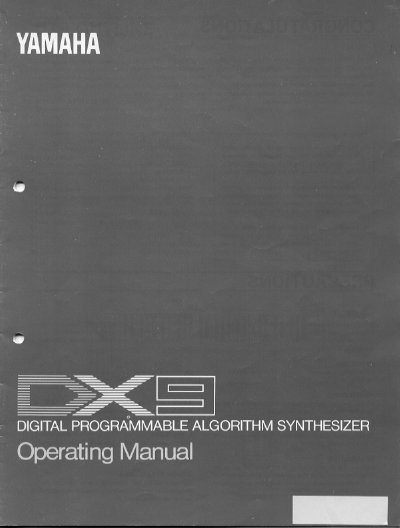 Yamaha DX9 Digital Programmable Algorithm Synthesizer Operating Manual