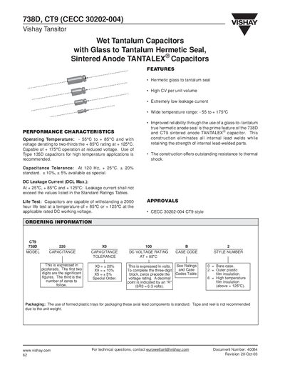 VISHAY 738D CT9 (CECC 30202-004) Manual - cover page