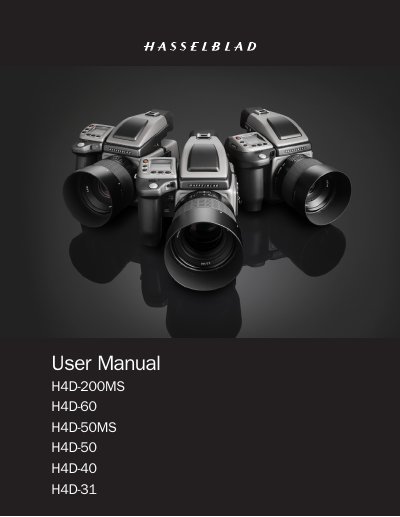 Hasselblad H4D-200MS/H4D-60/H4D-50MS/H4D-50H/H4D-40/H4D-31 User Manual - cover page