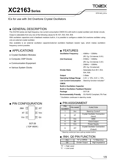 Torex XC2163 Series ICs Datasheet - cover page