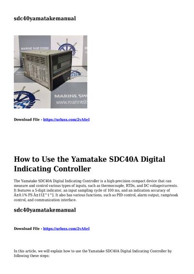 Yamatake SDC40A Digital Indicating Controller User Manual - cover page